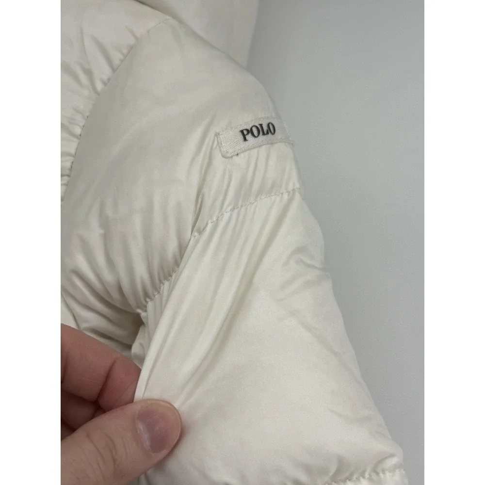 Polo Ralph Lauren White Quilted‎ Puffer Down Jacket Long Girls Size 5